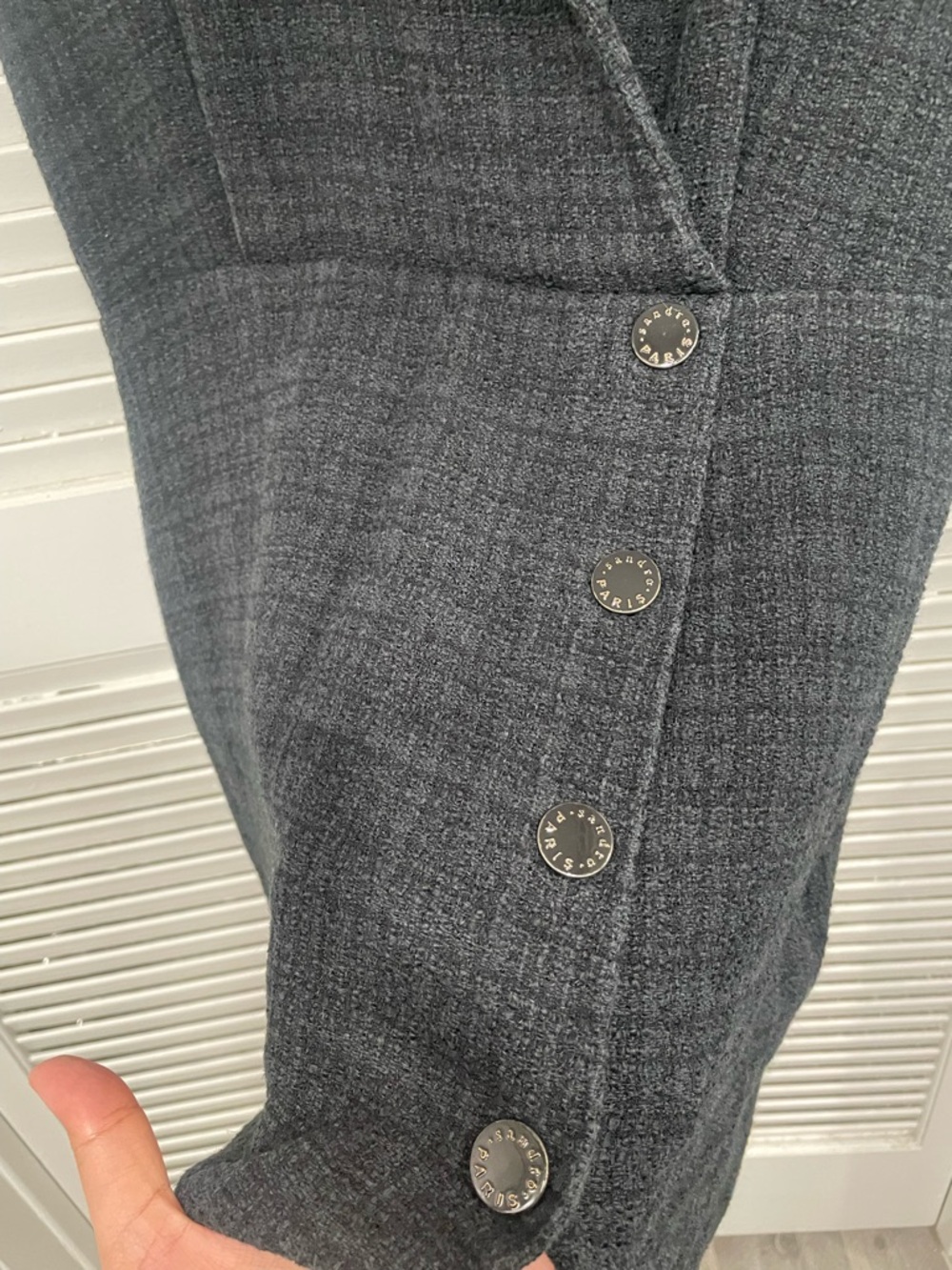 SANDRO Paris Black Sleeveless Asymmetric Button Mini Dress - Picture 5 of 13